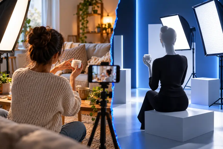 Illustration zum Vergleich von Lightreel und KI-UGC